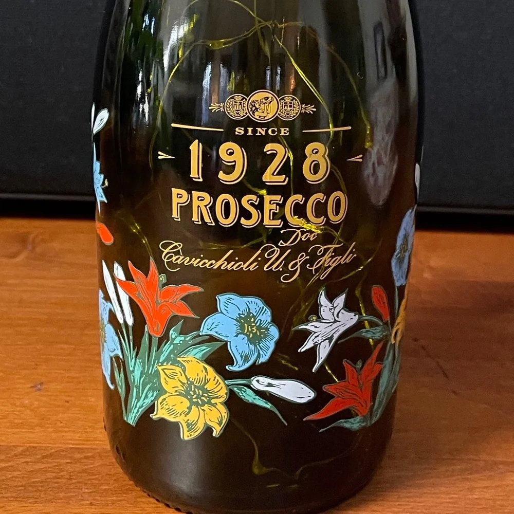 Wine bottle with cork fairy lights